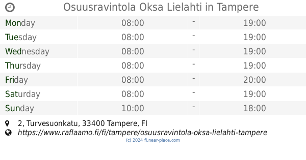 Establishment nearby Prisma Lielahti Tampere opening times, contacts