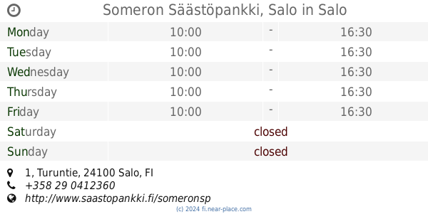 ? Nordea Bank Salo opening times, 4, Turuntie, tel. +358 200 3000