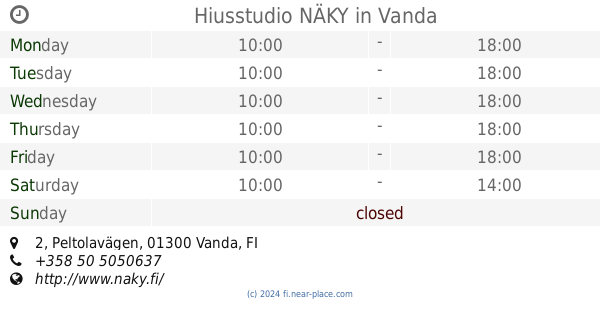 ? Studio Highlight Tikkurila Vantaa opening times, 16, Ratatie, tel. +358  41 4983794