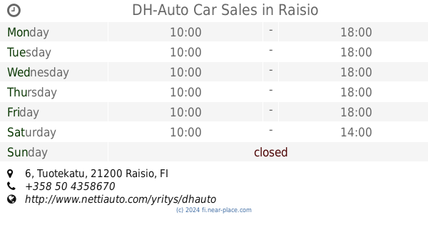 ? SAKA RAISIO - Suomen Autokauppa Oy opening times, 4, Tuotekatu, tel.  +358 20 7032608