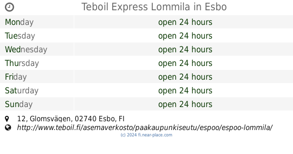 ? Neste Express Espoo Lommilanrinne Espoo opening times, Lommilanrinne,  tel. +358 200 80100