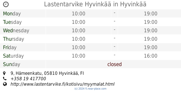 ? Hyvinkään naamiaispalvelu Oy Hyvinkää opening times, 6, Hyvinkäänkatu,  tel. +358 40 7291977