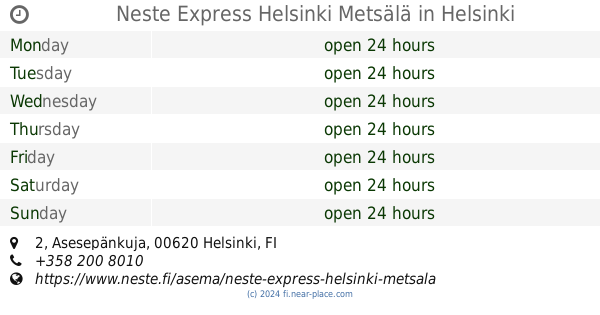 Teboil Express Metsälä Helsinki opening times, 8, Niittyläntie, tel. +358  800 133255