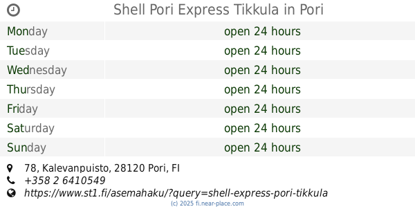 ? St1 Pori Automat Musa Pori opening times, tel. +358 800 131031