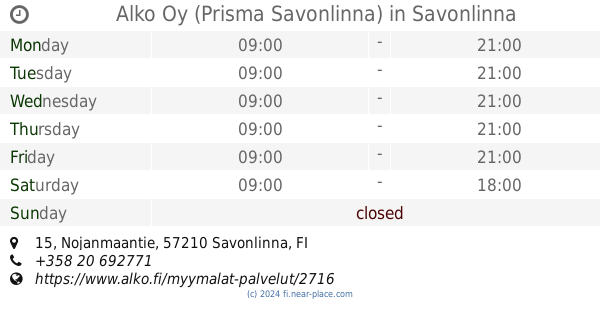 Establishment nearby Hiusässä opening times, contacts