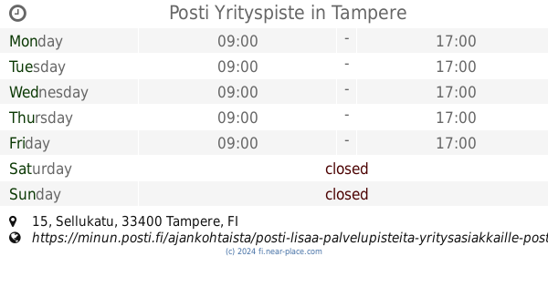 ? Posti Yrityspiste Tampere opening times, 15, Sellukatu, contacts